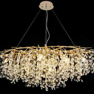 Candelabru RFAN, Model R9102/1200+550, Textura Cristal, Metal, 10 X E14, Auriu
