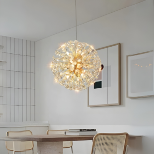 Lustra LED Tip Pendul RFAN, Model 3350/500, Textura Cristal, Metal, 9 X G9, Auriu