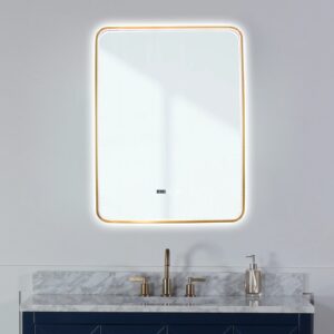 Oglinda LED Si Touch, Model 1068-G, Cu Functie Dezaburire Si Ceas, Rama Auriu-Bronz, 60 X 80 Cm, Smack