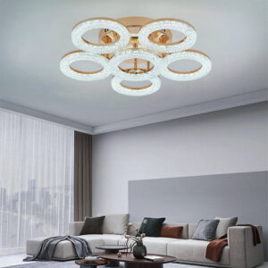 Lustra LED, Cu Telecomanda, 3 Tipuri De Lumina, Intensitate Reglabila, 120W, Auriu