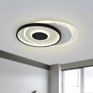 Lustra LED, Cu Telecomanda, 3 Tipuri De Lumina, Intensitate Reglabila, 86W, Negru/Alb