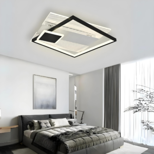 Lustra LED, Cu Telecomanda, 3 Tipuri De Lumina, Intensitate Reglabila, 104W, Negru/Alb