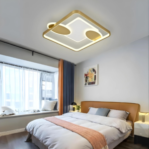 Lustra LED, Cu Telecomanda, 3 Tipuri De Lumina, Intensitate Reglabila, 110W, Auriu