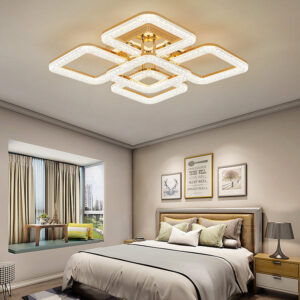 Lustra LED, Cu Telecomanda, 3 Tipuri De Lumina, Intensitate Reglabila, 160W, Auriu