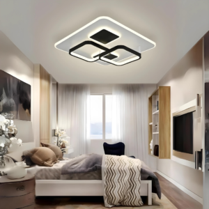 Lustra LED, Cu Telecomanda, 3 Tipuri De Lumina, Intensitate Reglabila, 150W, Negru/Alb