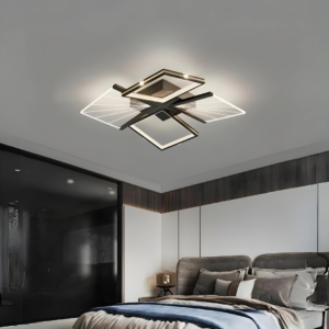 Lustra LED, Cu Telecomanda, 3 Tipuri De Lumina, Intensitate Reglabila, 65W, Negru/Auriu