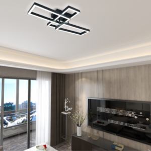 Lustra LED, cu Telecomanda, 3 Tipuri de Lumina, Intensitate Reglabila, 50W, Negru