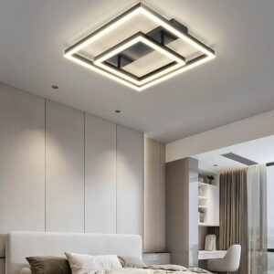 Lustra LED, cu Telecomanda, 3 Tipuri de Lumina, Intensitate Reglabila, 60W, Negru