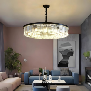 Candelabru RFAN, Model H98134/600, Textura Cristal, Metal, 10 X E14, Negru