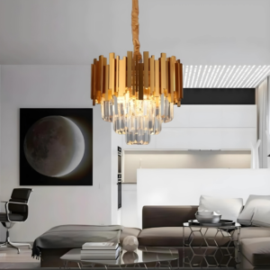 Candelabru RFAN, Model WL339/300, Textura Cristal, Metal, 3 x E27, Auriu