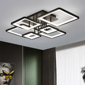 Lustra LED, Cu Telecomanda, 3 Tipuri De Lumina, Intensitate Reglabila, 228W, Negru