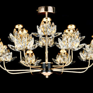 Candelabru LED RFAN, Model 3532-8+4, Textura Cristal, Metal, 48W, Auriu