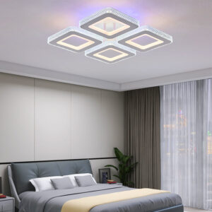 Lustra LED, Cu Telecomanda, 3 Tipuri De Lumina Plus Lumina RGB, Intensitate Reglabila, 184W, Alb