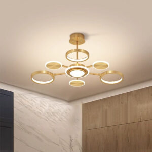 Lustra LED, Cu Telecomanda, 3 Tipuri De Lumina, Intensitate Reglabila, 92W, Auriu