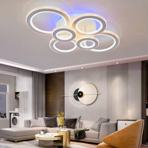 Lustra LED, Cu Telecomanda, 3 Tipuri De Lumina Plus Lumina RGB, Intensitate Reglabila, 328W, Alb