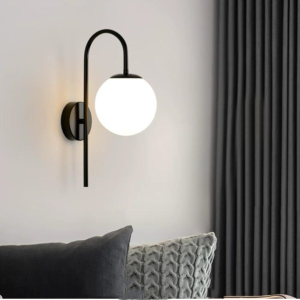 Aplica Metal Si Abajur Sticla, 1 X E27, Negru