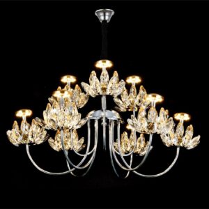 Candelabru LED RFAN, Model 3531-8+4, Textura Cristal, Metal, 48W, Argintiu