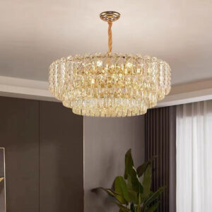 Candelabru RFAN, Model H98046-600, Textura Cristal, Metal, 10 x E27, Auriu