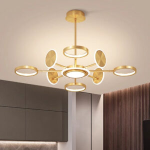 Lustra LED, Cu Telecomanda, 3 Tipuri De Lumina, Intensitate Reglabila, 113W, Auriu