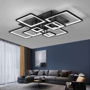 Lustra LED, Cu Telecomanda, 3 Tipuri De Lumina, Intensitate Reglabila, 344W, Negru