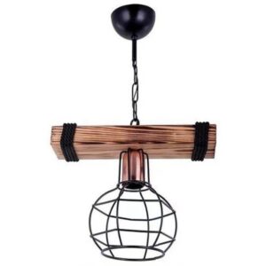Pendul Rustic RFAN, Model 5719-1, 1 x E27, Inaltime Reglabila, Negru