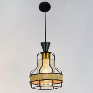 Pendul RFAN, Model 5314/1, cu Abajur, 1 x E27, Inaltime Reglabila, Negru