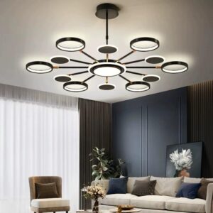 Lustra LED, Cu Telecomanda, 3 Tipuri De Lumina, Intensitate Reglabila, 143W, Negru