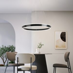 Lustra LED Tip Pendul RFAN, Model F23009/1, Cu Telecomanda, 3 Tipuri De Lumina, Inaltime Reglabila, 160W, Negru