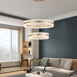 Pendul RFAN, Model T9890/2, Cu Telecomanda, 3 Tipuri De Lumina, Inaltime Reglabila, 288W, Maro