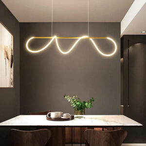 Pendul LED RFAN, Model AD60040A-M, cu Telecomanda, 3 Tipuri De Lumina, Inaltime Reglabila, 35W, Auriu/Alb
