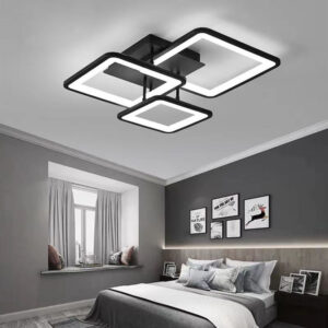 Lustra LED, cu Telecomanda, 3 Tipuri de Lumina, Intensitate Reglabila, 112W, Negru