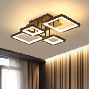 Lustra LED, cu Telecomanda, 3 Tipuri de Lumina, Intensitate Reglabila, 128W, Maro