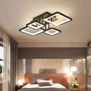 Lustra LED, cu Telecomanda, 3 Tipuri de Lumina, Intensitate Reglabila, 128W, Negru