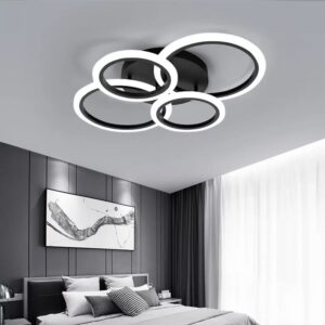 Lustra LED, cu Telecomanda, 3 Tipuri de Lumina, Intensitate Reglabila, 76W, Negru