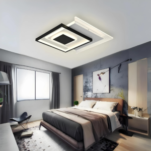 Lustra LED, Cu Telecomanda, 3 Tipuri De Lumina, Intensitate Reglabila, 94W, Negru/Alb