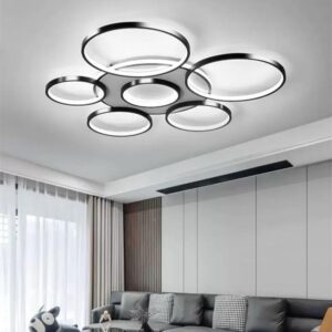 Lustra LED, cu Telecomanda, 3 Tipuri de Lumina, Intensitate Reglabila, 137W, Negru