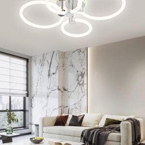 Lustra LED, Cu Telecomanda, 3 Tipuri De Lumina Plus Lumina RGB, Intensitate Reglabila, 39W, Alb/Argintiu