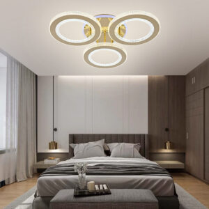 Lustra LED, Cu Telecomanda, 3 Tipuri De Lumina Plus Lumina RGB, Intensitate Reglabila, 58W, Auriu