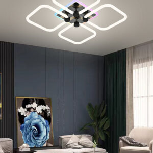 Lustra LED, Cu Telecomanda, 3 Tipuri De Lumina Plus Lumina RGB, Intensitate Reglabila, 50W, Alb/Negru