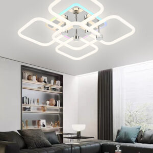 Lustra LED, Cu Telecomanda, 3 Tipuri De Lumina Plus Lumina RGB, Intensitate Reglabila, 63W, Alb/Argintiu
