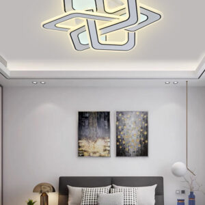 Lustra LED, Cu Telecomanda, 3 Tipuri De Lumina, Intensitate Reglabila, 61W, Alb/Negru