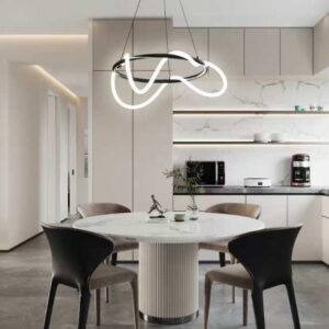 Pendul LED RFAN, Model RF80RD, cu Telecomanda, 3 Tipuri De Lumina, Inaltime Reglabila, 70W, Negru