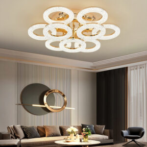 Lustra LED, Cu Telecomanda, 3 Tipuri De Lumina, Intensitate Reglabila, 180W, Auriu
