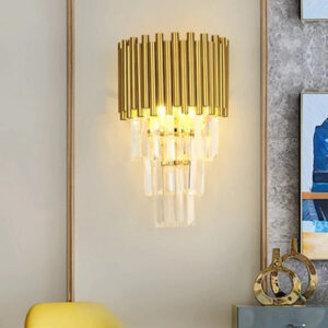 Aplica Textura Cristal, Metal, 2 x E27, Auriu