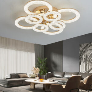 Lustra LED, Cu Telecomanda, 3 Tipuri De Lumina, Intensitate Reglabila, 200W, Auriu