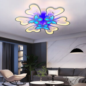 Lustra LED, cu Telecomanda, 3 Tipuri de Lumina plus Lumina RGB, Intensitate Reglabila, 210W, Alb