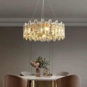 Candelabru RFAN, Model 5709/400, Textura Cristal, Metal, 5 X E14, Auriu