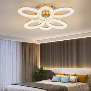 Lustra LED, Cu Telecomanda, 3 Tipuri De Lumina, Intensitate Reglabila, 120W, Auriu