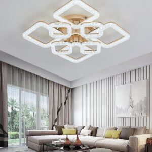 Lustra LED, Cu Telecomanda, 3 Tipuri De Lumina, Intensitate Reglabila, 192W, Auriu