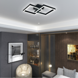 Lustra LED, cu Telecomanda, 3 Tipuri de Lumina, Intensitate Reglabila, 37W, Negru